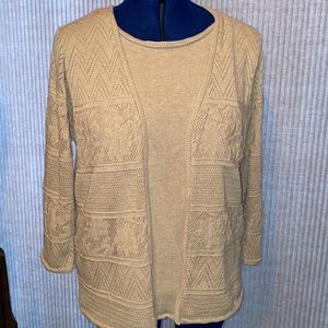 Beautiful one piece layered-look knit cardigan, Size 1X